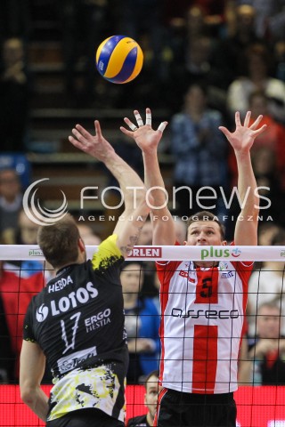  16.01.2016 RZESZOW<br />SIATKOWKA PLUSLIGA 2015/2016 MEN VOLLEYBALL POLAND POLISH PLUS LIGA LEAGUE SEASON 2015/2016<br />MECZ ASSECO RESOVIA RZESZOW - LOTOS TREFL GDANSK <br />N/Z LUKAS TICHACEK BLOK<br /> 