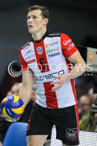  16.01.2016 RZESZOW<br />SIATKOWKA PLUSLIGA 2015/2016 MEN VOLLEYBALL POLAND POLISH PLUS LIGA LEAGUE SEASON 2015/2016<br />MECZ ASSECO RESOVIA RZESZOW - LOTOS TREFL GDANSK <br />N/Z LUKAS TICHACEK SYLWETKA <br /> 