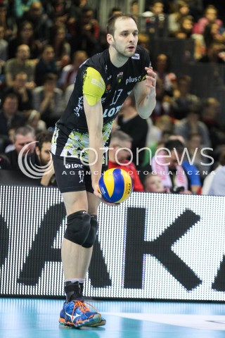  16.01.2016 RZESZOW<br />SIATKOWKA PLUSLIGA 2015/2016 MEN VOLLEYBALL POLAND POLISH PLUS LIGA LEAGUE SEASON 2015/2016<br />MECZ ASSECO RESOVIA RZESZOW - LOTOS TREFL GDANSK <br />N/Z MILOSZ HEBDA SYLWETKA <br /> 
