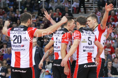  16.01.2016 RZESZOW<br />SIATKOWKA PLUSLIGA 2015/2016 MEN VOLLEYBALL POLAND POLISH PLUS LIGA LEAGUE SEASON 2015/2016<br />MECZ ASSECO RESOVIA RZESZOW - LOTOS TREFL GDANSK <br />N/Z DMYTRO PASHYTSKYY ( PASZYCKI ) THOMAS JAESCHKE DOMINIK WITCZAK RADOSC EMOCJE CIESZYNKA<br /> 
