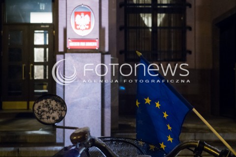  18.01.2016 WARSZAWA<br /> PROTEST ROWERZYSTOW POD MINISTERSTWEM SPRAW ZAGRANICZNYCH W REAKCJI NA SLOWA MINISTRA WITOLDA WASZCZYKOWSKIEGO<br />N/Z MINISTERSTWO SPRAW ZAGRANICZNYCH <br /> 