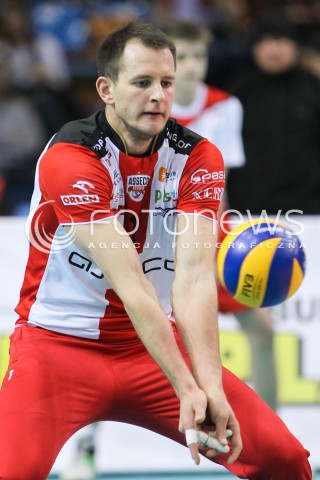  23.01.2016 RZESZOW<br />SIATKOWKA PLUSLIGA 2015/2016 MEN VOLLEYBALL POLAND POLISH PLUS LIGA LEAGUE SEASON 2015/2016<br />MECZ ASSECO RESOVIA RZESZOW - AZS CZESTOCHOWA <br />N/Z BARTOSZ KUREK SYLWETKA <br /> 