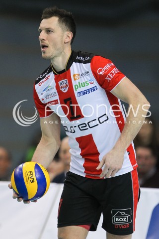 23.01.2016 RZESZOW<br />SIATKOWKA PLUSLIGA 2015/2016 MEN VOLLEYBALL POLAND POLISH PLUS LIGA LEAGUE SEASON 2015/2016<br />MECZ ASSECO RESOVIA RZESZOW - AZS CZESTOCHOWA <br />N/Z OLIEG ACHREM ( ALEH AKHREM ) SYLWETKA <br /> 