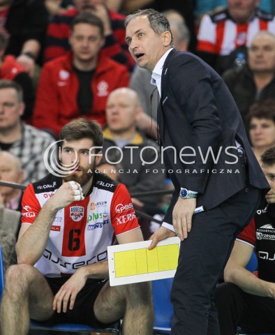  23.01.2016 RZESZOW<br />SIATKOWKA PLUSLIGA 2015/2016 MEN VOLLEYBALL POLAND POLISH PLUS LIGA LEAGUE SEASON 2015/2016<br />MECZ ASSECO RESOVIA RZESZOW - AZS CZESTOCHOWA <br />N/Z ANDRZEJ KOWAL - I TRENER ( HEAD COACH ) DAWID DRYJA <br /> 