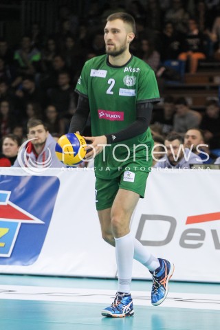  23.01.2016 RZESZOW<br />
SIATKOWKA PLUSLIGA 2015/2016 MEN VOLLEYBALL POLAND POLISH PLUS LIGA LEAGUE SEASON 2015/2016<br />
MECZ ASSECO RESOVIA RZESZOW - AZS CZESTOCHOWA <br />
N/Z LUKASZ POLANSKI SYLWETKA <br />
 
