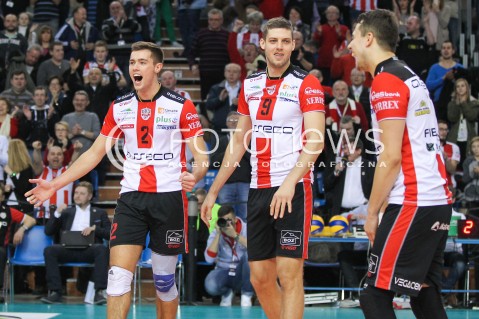  23.01.2016 RZESZOW<br />
SIATKOWKA PLUSLIGA 2015/2016 MEN VOLLEYBALL POLAND POLISH PLUS LIGA LEAGUE SEASON 2015/2016<br />
MECZ ASSECO RESOVIA RZESZOW - AZS CZESTOCHOWA <br />
N/Z THOMAS JAESCHKE DMYTRO PASHYTSKYY ( PASZYCKI ) FABIAN DRZYZGA RADOSC EMOCJE <br />
 