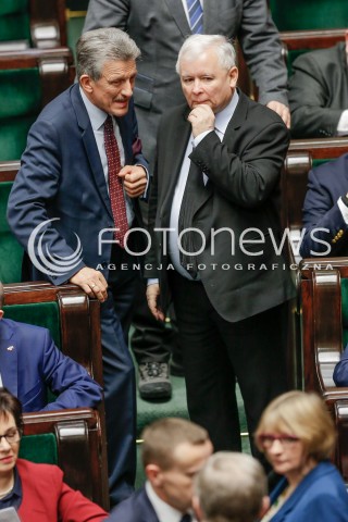  27.01.2016 WARSZAWA SEJM<br />POSIEDZENIE SEJMU VIII KADENCJI<br />N/Z STANISLAWLAWOMIR PIOTROWICZ JAROSLAW KACZYNSKI<br /> 