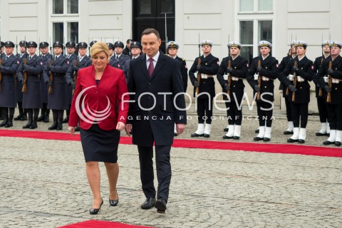 28.01.2016 WARSZAWA<br /> OFICJALNA WIZYTA PREZYDENT REPUBLIKI CHORWACJI W POLSCE  <br />N/Z PREZYDENT RP ANDRZEJ DUDA ORAZ PREZYDENT REPUBLIKI CHORWACJI KOLINDA GRABAR KITAROVIC  <br /> 