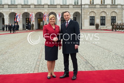  28.01.2016 WARSZAWA<br /> OFICJALNA WIZYTA PREZYDENT REPUBLIKI CHORWACJI W POLSCE  <br />N/Z PREZYDENT RP ANDRZEJ DUDA ORAZ PREZYDENT REPUBLIKI CHORWACJI KOLINDA GRABAR KITAROVIC  <br /> 