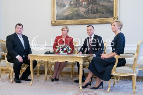  28.01.2016 WARSZAWA<br /> OFICJALNA WIZYTA PREZYDENT REPUBLIKI CHORWACJI W POLSCE  <br />N/Z PREZYDENT RP ANDRZEJ DUDA ORAZ PREZYDENT REPUBLIKI CHORWACJI KOLINDA GRABAR KITAROVIC  Z WSPOLMALZONKAMI<br /> 