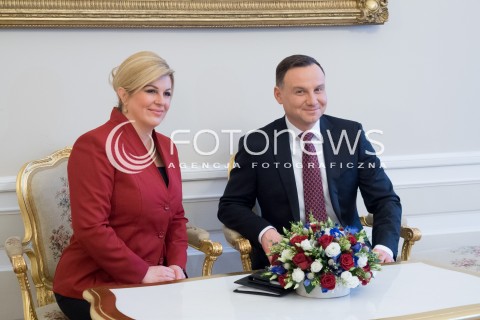  28.01.2016 WARSZAWA<br /> OFICJALNA WIZYTA PREZYDENT REPUBLIKI CHORWACJI W POLSCE  <br />N/Z PREZYDENT RP ANDRZEJ DUDA ORAZ PREZYDENT REPUBLIKI CHORWACJI KOLINDA GRABAR KITAROVIC  <br /> 