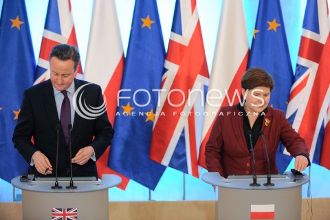  05.02.2016 WARSZAWA<br />SPOTKANIE PREZES RADY MINISTROW BEATY SZYDLO Z PREMIEREM WIELKIEJ BRYTANII DAVIDEM CAMERONEM<br />N/Z PREMIER BEATA SZYDLO PREMIER DAVID CAMERON<br /> 