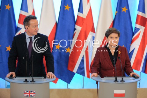  05.02.2016 WARSZAWA<br />SPOTKANIE PREZES RADY MINISTROW BEATY SZYDLO Z PREMIEREM WIELKIEJ BRYTANII DAVIDEM CAMERONEM<br />N/Z PREMIER BEATA SZYDLO PREMIER DAVID CAMERON<br /> 