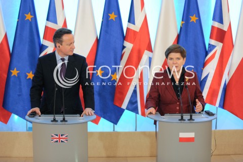  05.02.2016 WARSZAWA<br />SPOTKANIE PREZES RADY MINISTROW BEATY SZYDLO Z PREMIEREM WIELKIEJ BRYTANII DAVIDEM CAMERONEM<br />N/Z PREMIER BEATA SZYDLO PREMIER DAVID CAMERON<br /> 