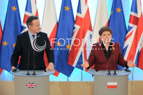  05.02.2016 WARSZAWA<br />SPOTKANIE PREZES RADY MINISTROW BEATY SZYDLO Z PREMIEREM WIELKIEJ BRYTANII DAVIDEM CAMERONEM<br />N/Z PREMIER BEATA SZYDLO PREMIER DAVID CAMERON<br /> 