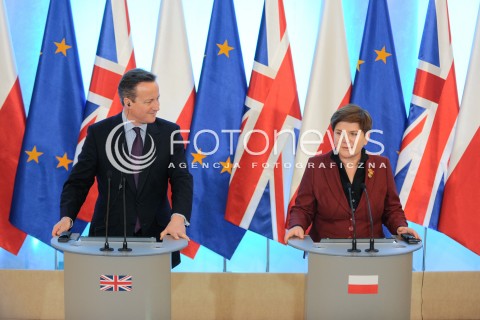  05.02.2016 WARSZAWA<br />SPOTKANIE PREZES RADY MINISTROW BEATY SZYDLO Z PREMIEREM WIELKIEJ BRYTANII DAVIDEM CAMERONEM<br />N/Z PREMIER BEATA SZYDLO PREMIER DAVID CAMERON<br /> 