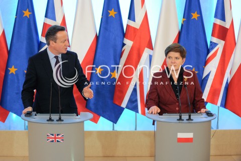  05.02.2016 WARSZAWA<br />SPOTKANIE PREZES RADY MINISTROW BEATY SZYDLO Z PREMIEREM WIELKIEJ BRYTANII DAVIDEM CAMERONEM<br />N/Z PREMIER BEATA SZYDLO PREMIER DAVID CAMERON<br /> 
