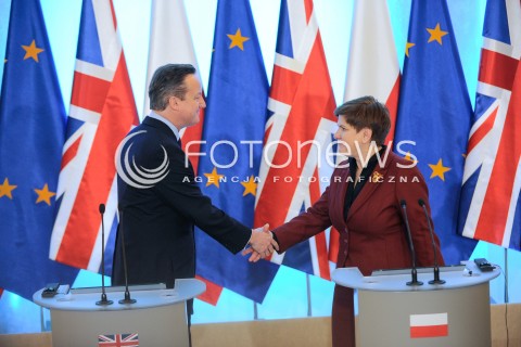  05.02.2016 WARSZAWA<br />SPOTKANIE PREZES RADY MINISTROW BEATY SZYDLO Z PREMIEREM WIELKIEJ BRYTANII DAVIDEM CAMERONEM<br />N/Z PREMIER BEATA SZYDLO PREMIER DAVID CAMERON<br /> 