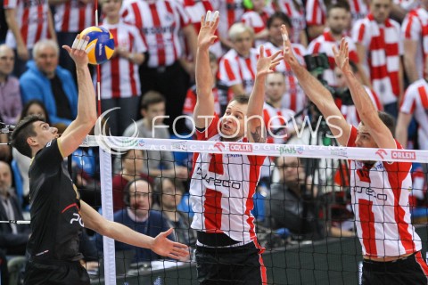  10.02.2016 RZESZOW<br />SIATKOWKA PLUSLIGA 2015/2016 MEN VOLLEYBALL POLAND POLISH PLUS LIGA LEAGUE SEASON 2015/2016<br />MECZ ASSECO RESOVIA RZESZOW - PGE SKRA BELCHATOW <br />N/Z BARTOSZ KUREK RUSSELL HOLMES BLOK FACUNDO CONTE <br /> 