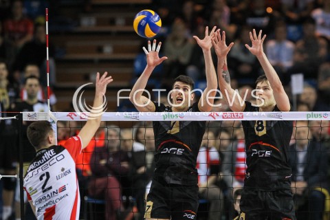  10.02.2016 RZESZOW<br />SIATKOWKA PLUSLIGA 2015/2016 MEN VOLLEYBALL POLAND POLISH PLUS LIGA LEAGUE SEASON 2015/2016<br />MECZ ASSECO RESOVIA RZESZOW - PGE SKRA BELCHATOW <br />N/Z FACUNDO CONTE ANDRZEJ WRONA BLOK THOMAS JAESCHKE <br /> 