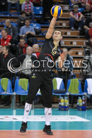  10.02.2016 RZESZOW<br />SIATKOWKA PLUSLIGA 2015/2016 MEN VOLLEYBALL POLAND POLISH PLUS LIGA LEAGUE SEASON 2015/2016<br />MECZ ASSECO RESOVIA RZESZOW - PGE SKRA BELCHATOW <br />N/Z MARIUSZ WLAZLY SYLWETKA <br /> 
