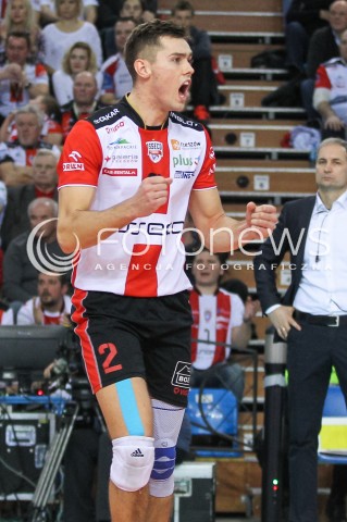  10.02.2016 RZESZOW<br />SIATKOWKA PLUSLIGA 2015/2016 MEN VOLLEYBALL POLAND POLISH PLUS LIGA LEAGUE SEASON 2015/2016<br />MECZ ASSECO RESOVIA RZESZOW - PGE SKRA BELCHATOW <br />N/Z THOMAS JAESCHKE RADOSC EMOCJE SYLWETKA <br /> 