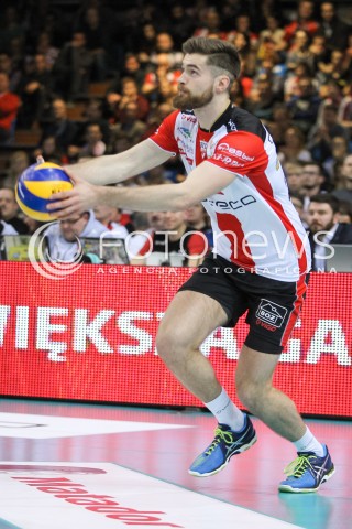 10.02.2016 RZESZOW<br />SIATKOWKA PLUSLIGA 2015/2016 MEN VOLLEYBALL POLAND POLISH PLUS LIGA LEAGUE SEASON 2015/2016<br />MECZ ASSECO RESOVIA RZESZOW - PGE SKRA BELCHATOW <br />N/Z DAWID DRYJA SYLWETKA <br /> 
