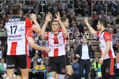  10.02.2016 RZESZOW<br />SIATKOWKA PLUSLIGA 2015/2016 MEN VOLLEYBALL POLAND POLISH PLUS LIGA LEAGUE SEASON 2015/2016<br />MECZ ASSECO RESOVIA RZESZOW - PGE SKRA BELCHATOW <br />N/Z THOMAS JAESCHKE NIKOLAY PENCHEV ( NIKOLAJ PENCZEW ) FABIAN DRZYZGA RADOSC EMOCJE <br /> 
