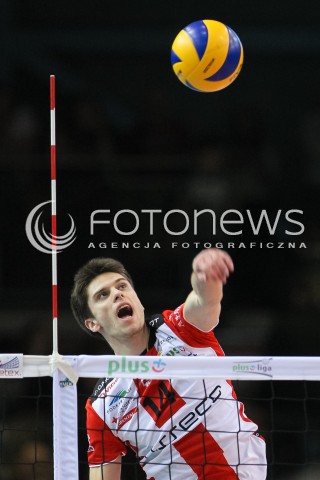  10.02.2016 RZESZOW<br />SIATKOWKA PLUSLIGA 2015/2016 MEN VOLLEYBALL POLAND POLISH PLUS LIGA LEAGUE SEASON 2015/2016<br />MECZ ASSECO RESOVIA RZESZOW - PGE SKRA BELCHATOW <br />N/Z ALEKSANDER SLIWKA SYLWETKA ATAK<br /> 