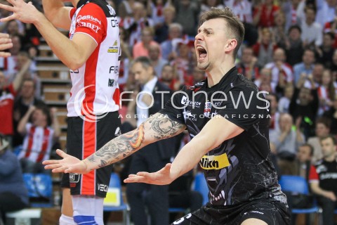  10.02.2016 RZESZOW<br />SIATKOWKA PLUSLIGA 2015/2016 MEN VOLLEYBALL POLAND POLISH PLUS LIGA LEAGUE SEASON 2015/2016<br />MECZ ASSECO RESOVIA RZESZOW - PGE SKRA BELCHATOW <br />N/Z KRZYSZTOF IGNACZAK RADOSC EMOCJE SYLWETKA <br /> 