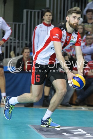  10.02.2016 RZESZOW<br />SIATKOWKA PLUSLIGA 2015/2016 MEN VOLLEYBALL POLAND POLISH PLUS LIGA LEAGUE SEASON 2015/2016<br />MECZ ASSECO RESOVIA RZESZOW - PGE SKRA BELCHATOW <br />N/Z DAWID DRYJA SYLWETKA <br /> 