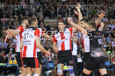  10.02.2016 RZESZOW<br />SIATKOWKA PLUSLIGA 2015/2016 MEN VOLLEYBALL POLAND POLISH PLUS LIGA LEAGUE SEASON 2015/2016<br />MECZ ASSECO RESOVIA RZESZOW - PGE SKRA BELCHATOW <br />N/Z THOMAS JAESCHKE FABIAN DRZYZGA RADOSC EMOCJE <br /> 