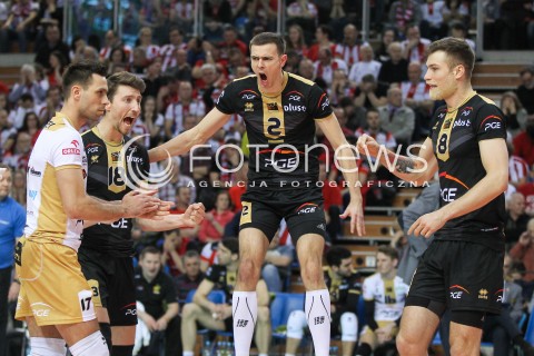 10.02.2016 RZESZOW<br />SIATKOWKA PLUSLIGA 2015/2016 MEN VOLLEYBALL POLAND POLISH PLUS LIGA LEAGUE SEASON 2015/2016<br />MECZ ASSECO RESOVIA RZESZOW - PGE SKRA BELCHATOW <br />N/Z MARIUSZ WLAZLY ANDRZEJ WRONA NICOLAS MARECHAL ROBERT MILCZAREK RADOSC EMOCJE <br /> 