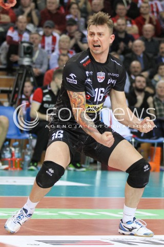  10.02.2016 RZESZOW<br />SIATKOWKA PLUSLIGA 2015/2016 MEN VOLLEYBALL POLAND POLISH PLUS LIGA LEAGUE SEASON 2015/2016<br />MECZ ASSECO RESOVIA RZESZOW - PGE SKRA BELCHATOW <br />N/Z KRZYSZTOF IGNACZAK RADOSC EMOCJE SYLWETKA <br /> 