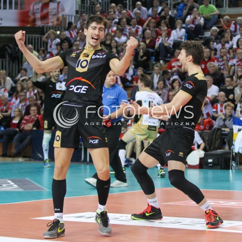  10.02.2016 RZESZOW<br />SIATKOWKA PLUSLIGA 2015/2016 MEN VOLLEYBALL POLAND POLISH PLUS LIGA LEAGUE SEASON 2015/2016<br />MECZ ASSECO RESOVIA RZESZOW - PGE SKRA BELCHATOW <br />N/Z NICOLAS URIARTE NICOLAS MARECHAL RADOSC EMOCJE <br /> 