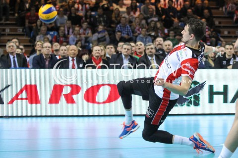  10.02.2016 RZESZOW<br />SIATKOWKA PLUSLIGA 2015/2016 MEN VOLLEYBALL POLAND POLISH PLUS LIGA LEAGUE SEASON 2015/2016<br />MECZ ASSECO RESOVIA RZESZOW - PGE SKRA BELCHATOW <br />N/Z FABIAN DRZYZGA OBRONA <br /> 