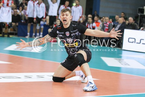  10.02.2016 RZESZOW<br />SIATKOWKA PLUSLIGA 2015/2016 MEN VOLLEYBALL POLAND POLISH PLUS LIGA LEAGUE SEASON 2015/2016<br />MECZ ASSECO RESOVIA RZESZOW - PGE SKRA BELCHATOW <br />N/Z KRZYSZTOF IGNACZAK RADOSC EMOCJE SYLWETKA <br /> 