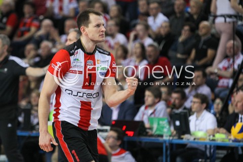  10.02.2016 RZESZOW<br />SIATKOWKA PLUSLIGA 2015/2016 MEN VOLLEYBALL POLAND POLISH PLUS LIGA LEAGUE SEASON 2015/2016<br />MECZ ASSECO RESOVIA RZESZOW - PGE SKRA BELCHATOW <br />N/Z BARTOSZ KUREK RADOSC EMOCJE SYLWETKA <br /> 