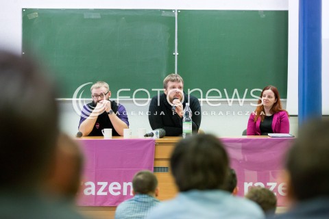  13.02.2016 LODZ<br />WIZYTA LIDERA PARTII RAZEM ADRIANA ZANBERGA W LODZKIEJ AKADEMI HUMANISTYCZNO EKONOMICZNEJ<br />N/Z ADRIAN ZANBERG<br /> 