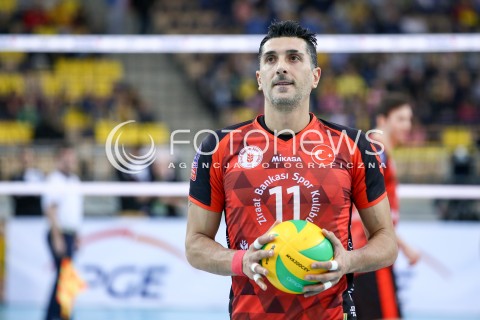  17.02.2016 LODZ POLAND<br />
SIATKOWKA LIGA MISTRZOW MEN CEV VOLLEYBALL CHAMPIONS LEAGUE 2015/2016<br />
MATCH PGE SKRA BELCHATOW - ZIRAAT BANKASI ANKARA<br />
N/Z HUSEYIN KOC SYLWETKA<br />
 