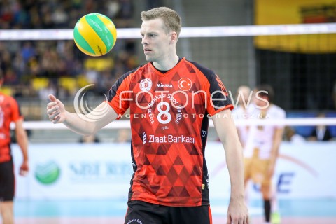  17.02.2016 LODZ POLAND<br />
SIATKOWKA LIGA MISTRZOW MEN CEV VOLLEYBALL CHAMPIONS LEAGUE 2015/2016<br />
MATCH PGE SKRA BELCHATOW - ZIRAAT BANKASI ANKARA<br />
N/Z MARCUS JON NITS NILSSON SYLWETKA<br />
 