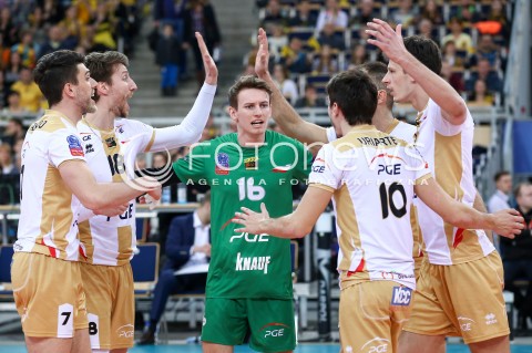  17.02.2016 LODZ POLAND<br />
SIATKOWKA LIGA MISTRZOW MEN CEV VOLLEYBALL CHAMPIONS LEAGUE 2015/2016<br />
MATCH PGE SKRA BELCHATOW - ZIRAAT BANKASI ANKARA<br />
N/Z RADOSC EMOCJE WYGRANA<br />
 