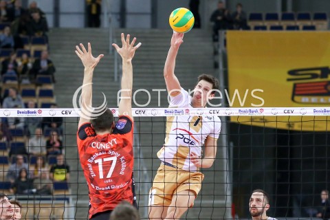  17.02.2016 LODZ POLAND<br />
SIATKOWKA LIGA MISTRZOW MEN CEV VOLLEYBALL CHAMPIONS LEAGUE 2015/2016<br />
MATCH PGE SKRA BELCHATOW - ZIRAAT BANKASI ANKARA<br />
N/Z SRECKO LISINAC SYLWETKA<br />
 