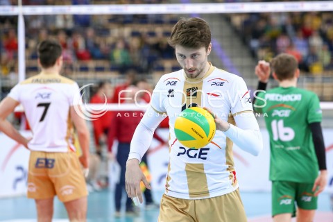  17.02.2016 LODZ POLAND<br />
SIATKOWKA LIGA MISTRZOW MEN CEV VOLLEYBALL CHAMPIONS LEAGUE 2015/2016<br />
MATCH PGE SKRA BELCHATOW - ZIRAAT BANKASI ANKARA<br />
N/Z NICOLAS MARECHAL SYLWETKA<br />
 