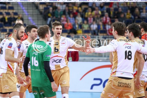  17.02.2016 LODZ POLAND<br />
SIATKOWKA LIGA MISTRZOW MEN CEV VOLLEYBALL CHAMPIONS LEAGUE 2015/2016<br />
MATCH PGE SKRA BELCHATOW - ZIRAAT BANKASI ANKARA<br />
N/Z RADOSC EMOCJE WYGRANA<br />
 