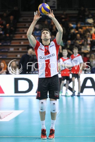  20.02.2016 RZESZOW <br />SIATKOWKA PLUS LIGA 2015/2016 MEN VOLLEYBALL POLAND POLISH PLUSLIGA LEAGUE SEASON 2015/2016 <br />MECZ ASSECO RESOVIA RZESZOW - LUCZNICZKA BYDGOSZCZ <br />N/Z FABIAN DRZYZGA SYLWETKA <br /> 