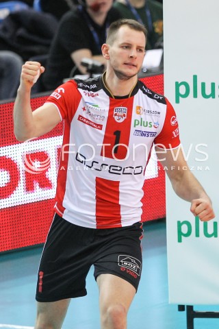  20.02.2016 RZESZOW <br />SIATKOWKA PLUS LIGA 2015/2016 MEN VOLLEYBALL POLAND POLISH PLUSLIGA LEAGUE SEASON 2015/2016 <br />MECZ ASSECO RESOVIA RZESZOW - LUCZNICZKA BYDGOSZCZ <br />N/Z BARTOSZ KUREK RADOSC EMOCJE SYLWETKA <br /> 
