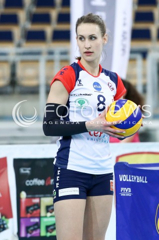  21.02.2016 LODZ SIATKOWKA ORLEN LIGA SEZON 2015/2016 WOMEN VOLLEYBALL POLISH SEASON BEEF MASTER BUDOWLANI LODZ - PGE ATOM TREFL SOPOT<br />
N/Z ALEKSANDRA GROMADOWSKA SYLWETKA<br />
 