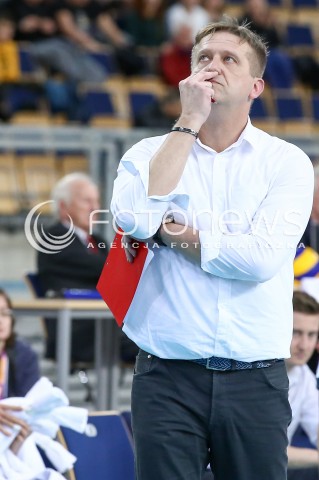  21.02.2016 LODZ SIATKOWKA ORLEN LIGA SEZON 2015/2016 WOMEN VOLLEYBALL POLISH SEASON BEEF MASTER BUDOWLANI LODZ - PGE ATOM TREFL SOPOT<br />
N/Z TRENER JACEK PASINSKI SYLWETKA<br />
 