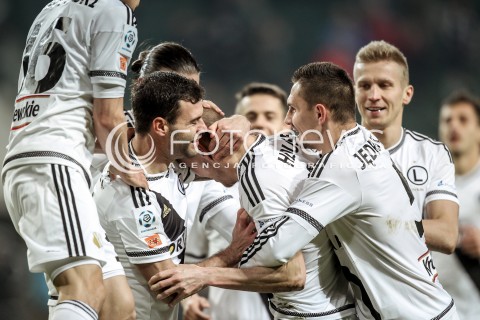  28.02.2016 WARSZAWA PILKA NOZNA <br />FOOTBALL EKSTRAKLASA STADION LEGII<br />MECZ LEGIA WARSZAWA - RUCH CHORZOW<br />N/Z RADOSC BRAMKA GOL<br /> 